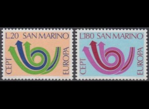 San Marino Mi.Nr. 1029-30 Europa 73, Posthorn (2 Werte)