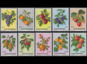 San Marino Mi.Nr. 1031-40 Obst (10 Werte)