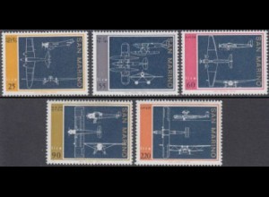 San Marino Mi.Nr. 1041-45 Flugzeug-Konstruktionszeichnungen (5 Werte)
