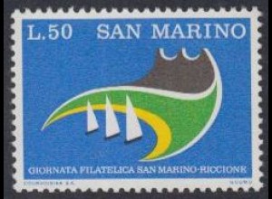 San Marino Mi.Nr. 1069 Philatelietag, stil.Segelschiffe vor Küste (50)
