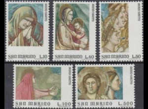 San Marino Mi.Nr. 1090-94 Heiliges Jahr, Fresken von Giotto di Bondone (5 Werte)