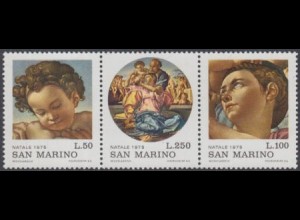 San Marino Mi.Nr. Zdr.1102-04 Weihnachten, Madonna,Michelangelo (Dreierstreifen)