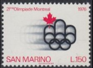 San Marino Mi.Nr. 1118 Olympia 1976 Montreal, Ahornblatt, Emblem (150)