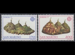 San Marino Mi.Nr. 1131-32 Europa 77, Landschaften, Monte Titano (2 Werte)