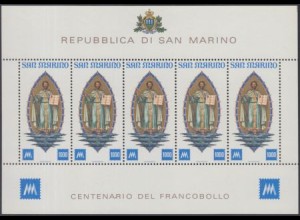 San Marino Mi.Nr. Klbg.1147 100J.Briefmarken San Marino, Hl.Marinus (mit 5x1147)