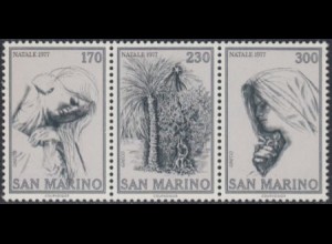 San Marino Mi.Nr. Zdr.1150-52 Weihnachten, Zeichng von E. Greco (Dreierstreifen)