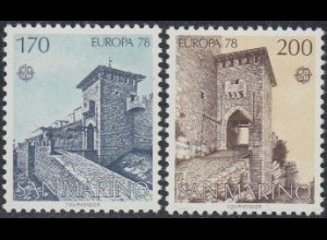 San Marino Mi.Nr. 1156-57 Europa 78, Baudenkmäler, Tore 14.+15.Jh. (2 Werte)