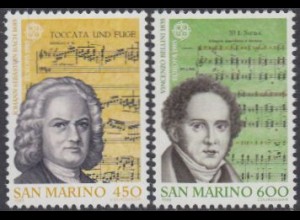 San Marino Mi.Nr. 1313-14 Europa 85, Jahr der Musik, Bach, Bellini (2 Werte)