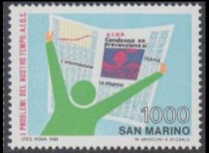 San Marino Mi.Nr. 1398 Probleme unserer Zeit, Aids, Mann mit Zeitung (1000)