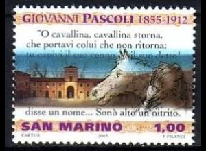 San Marino Mi.Nr. 2222 Pascoli, Wohnhaus, Pferd, Verse La cavalia storna (1,00)