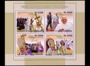 Sao Tomé und Principe Mi.Nr. Klbg.4378-81 Papst Benedikt in Afrika (m.1x4378-81)