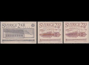 Schweden Mi.Nr. 1328A,1329Dl/Dr Europa 85, Jahr d.Musik, Instrumente (3 Werte)
