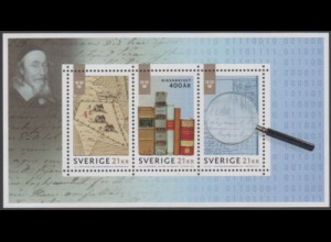 Schweden MiNr. Block 56 400Jahre Nationalarchiv, Landkarte, Bücher, Register