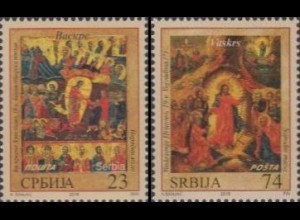 Serbien MiNr. 655-56 Ostern, Ikonen (2 Werte)