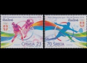 Serbien Mi.Nr. 671-72 Olympia 2016 Rio, Taekwondo und Tennis (2 Werte)