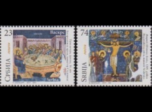 Serbien MiNr. 714-15 Ostern, Fresken aus Kloster Studenica (2 Werte)