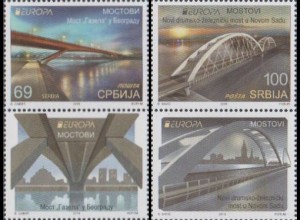 Serbien MiNr. 788-89Zf Europa 18, Brücken Belgrad und Novi Sad (2 Werte m.Zierfeld)