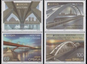 Serbien MiNr. 788-89Zf Europa 18, Brücken Belgrad und Novi Sad (2 Werte m.Zierfeld)