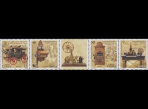 Serbien MiNr. Zdr.790-93 Postmuseum Belgrad (Fünferstreifen, Zierfeld s.Bild)
