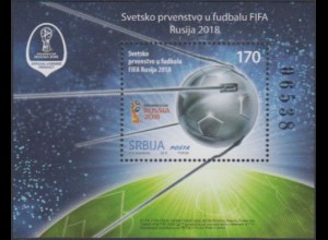 Serbien MiNr. Block 18 Fußball-WM Russland 2018, Sputnik als Fußball