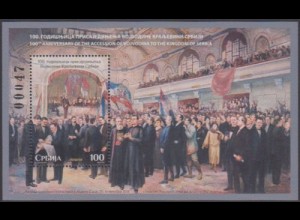 Serbien MiNr. Block 19 Gemälde Nationalversammlung in Novi Sad 1918
