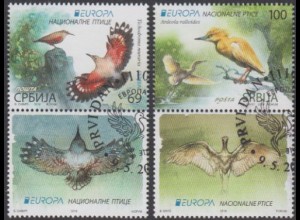 Serbien MiNr. 877-78Zf Europa 19, Heimische Vögel, Mauerläufer, Reiher (2 Werte m.Zierfeld)