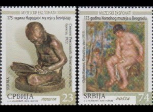 Serbien MiNr. 879-80 Nationalmuseum, Skulptur v.Roksandic, Die Badende v.Renoir (2 Werte)
