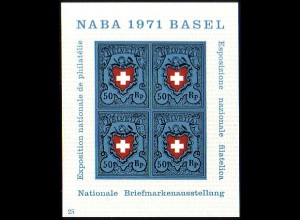 Schweiz Mi.Nr. Block 21 Nat. Briefmarkenausstellung NABA 1971 Basel