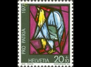 Schweiz Mi.Nr. 950 Pro Patria, Kunst, Fenster Kirche Féchy (20+10)