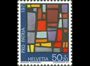Schweiz Mi.Nr. 952 Pro Patria, Kunst, Fenster Kirche Viques (50+20)