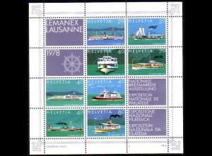 Schweiz Mi.Nr. Block 23 Nat. Briefmarkenausstellung LEMANEX '78, Schiffe