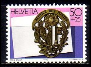 Schweiz Mi.Nr. 1427 HELVETIA GENEVE `90, Brustschild eines Kondukteurs (50+25)