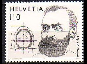 Schweiz Mi.Nr. 1624 Nobelpreis Alfred Nobel, schwedischer Chemiker (110)