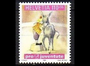 Schweiz Mi.Nr. 1704 Pro Juventute, Nicolo umarmt Esel (110+55)