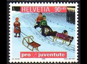 Schweiz Mi.Nr. 1742 Pro Juventute, Kinder beim Schlittenfahren (90+45)