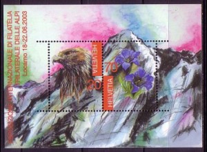 Schweiz Mi.Nr. Block 33 Briefmarkenausstellg TICINO'83, Mont Dolent Adler Enzian