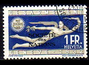 Schweiz SDN Mi.Nr. 41 Sondermarke der Schweiz MiNr. 255 mit Aufdruck (1 Fr)