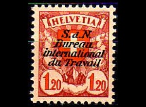 Schweiz ILO Mi.Nr. 22x Freim. der Schweiz MiNr. 195x mit Aufdruck (1,20 Fr)