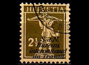 Schweiz ILO Mi.Nr. 25 Freim. der Schweiz MiNr. 198x mit Aufdruck (2 1/2)