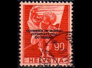 Schweiz ILO Mi.Nr. 75 Freim. der Schweiz MiNr. 381 mit Aufdruck (90)