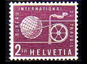 Schweiz ILO Mi.Nr. 99 Weltkugel, Schwungrad mit Treibriemen, Schornstein (2 Fr)