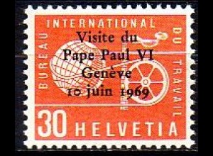 Schweiz ILO Mi.Nr. 103 Besuch Papst Paul VI. 50 Jahre ILO MiNr.101 m.Aufdr. (30)