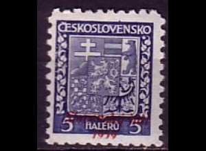 Slowakei Mi.Nr. 2 Freim. Tschechoslowakei MiNr. 277 mit rotem Aufdruck (5 H)