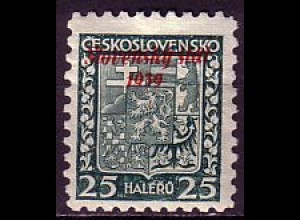Slowakei Mi.Nr. 5 Freim. Tschechoslowakei MiNr. 280 mit rotem Aufdruck (25 H)