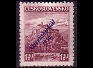 Slowakei Mi.Nr. 13 Freim. Tschechoslowakei MiNr. 351 bl. Aufdruck (1.20 Ks)