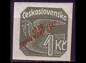 Slowakei Mi.Nr. 34 Zeitungmarke Tsche. MiNr. 372 m. rotem Audruck (1 Ks)