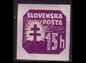 Slowakei Mi.Nr. 60Y Zeitungsmarken, ungez., mit Wz. 1 (15 H)