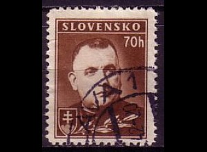 Slowakei Mi.Nr. 68YA Freim. Präsident Tiso, Wz.1, gez. L 12 1/2 (70 H)