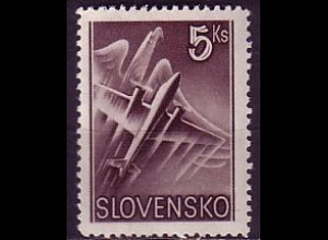 Slowakei Mi.Nr. 76 Flugpostmarke, Slow. Adler, Flugzeug (5 Ks)