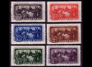 Slowakei Mi.Nr. 105-110 150 J. Slowakische Gelehrtengesellschaft (6 Werte)